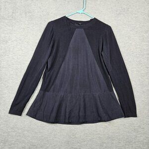 Cos Women's Peplum Navy blue Long Sleeve Knit Woven Mixed Blouse Size S